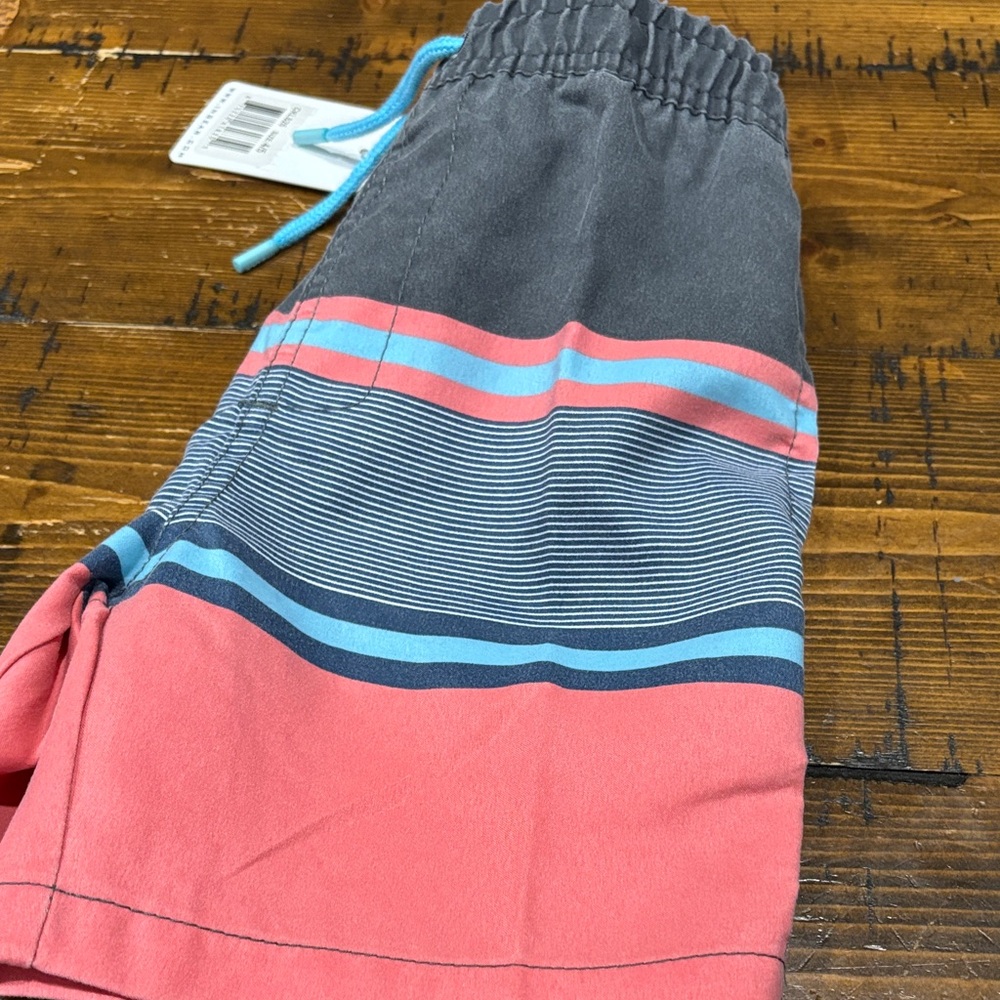 Ingear Charcoal and Coral Striped Swim Shorts